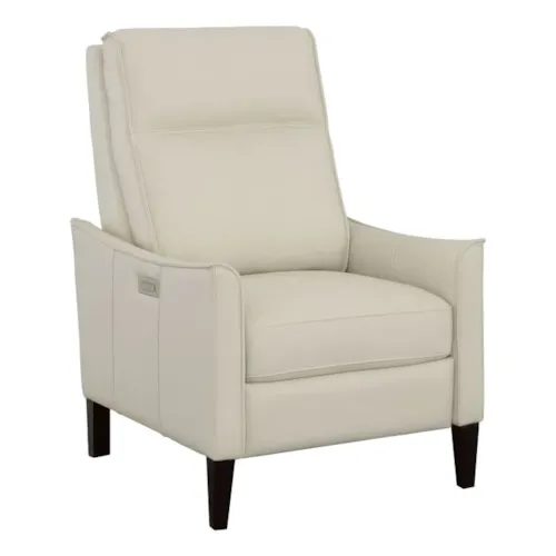 Contemporary Leather Power Recliner w/Flanged Detail
