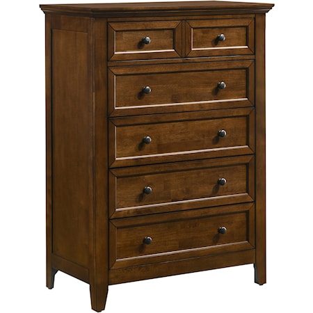 Contemporary 5-Drawer Chest with Cedar Lined Bottom Drawer