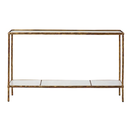 Antique Brass Finish Console Table