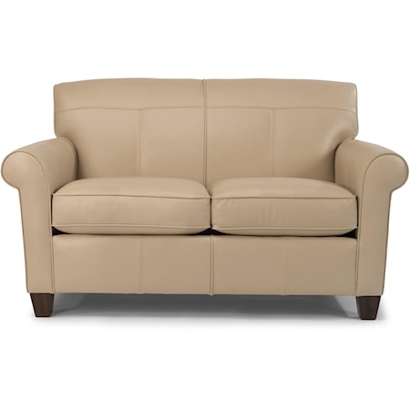 Transitional Loveseat with Rolled Arms