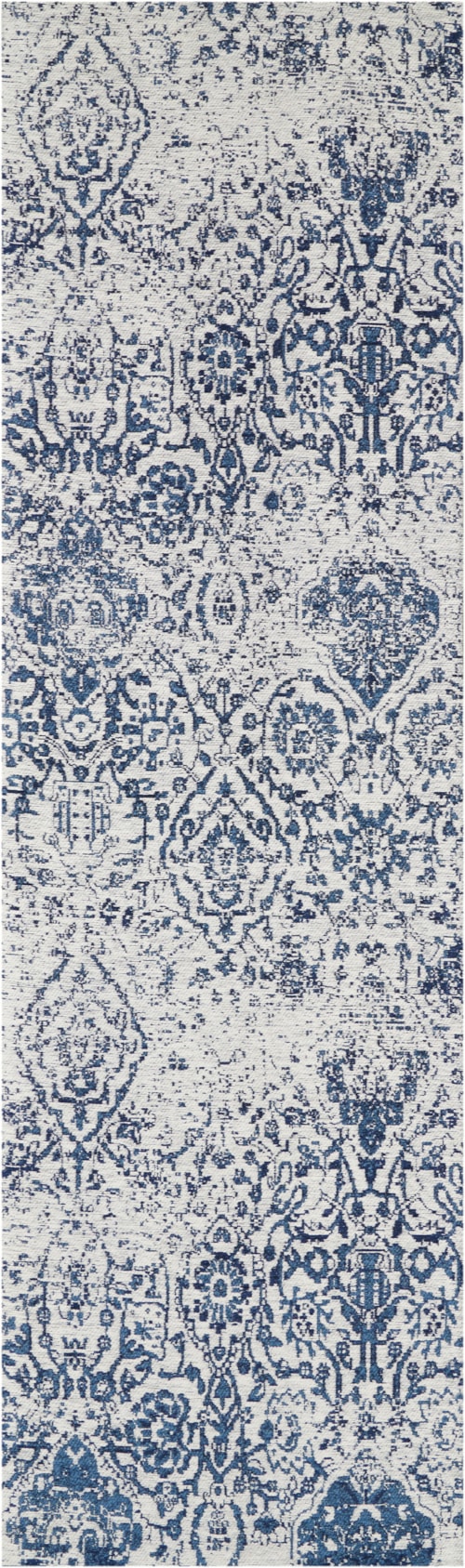 2'3" x 7'6" Ivory/Navy Runner Rug