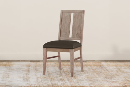 Rustic Upholstered Side Chair with Panel Back