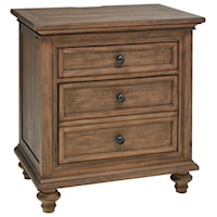 Transitional 3-Drawer Nightstand with 2 AC Outlets and Pathway Lighting