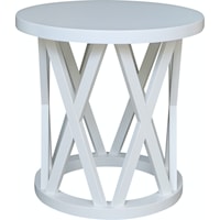 Contemporary Round End Table with X Design