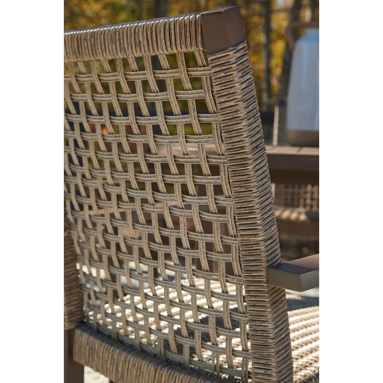 Signature Design by Ashley Germalia Resin Wicker/Wood Outdoor Dining Arm Chair