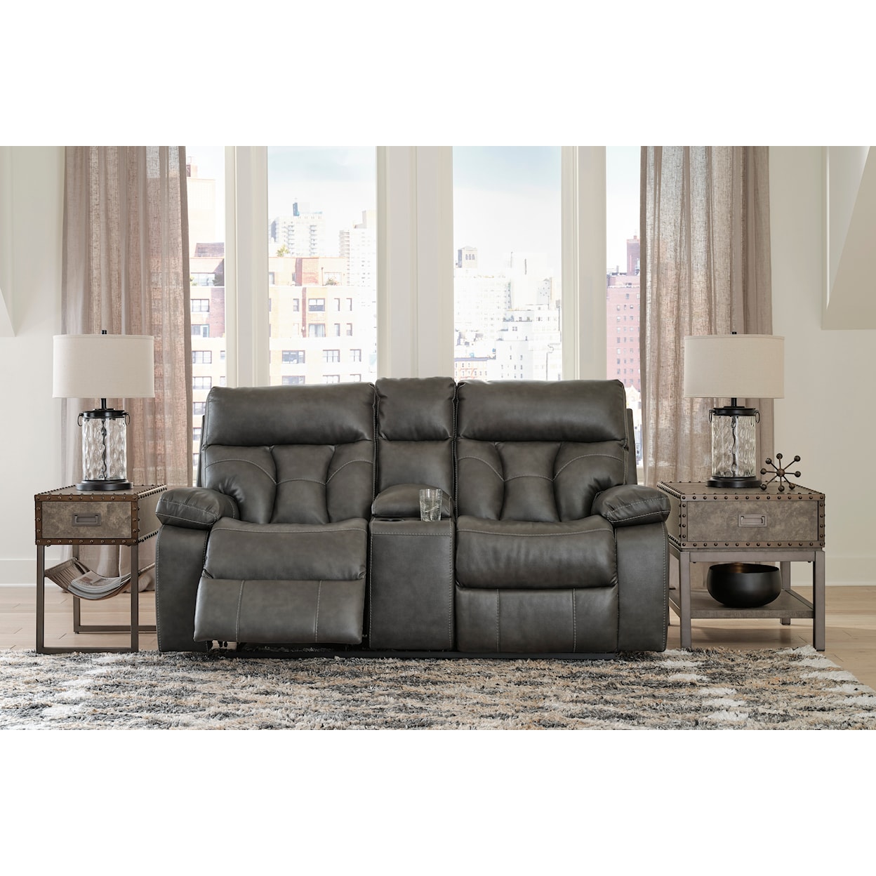 Signature Design by Ashley Furniture Willamen Reclining Loveseat with Console