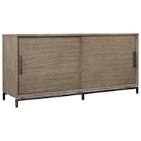 Transitional Credenza with Keyboard Drawer and Wire Management