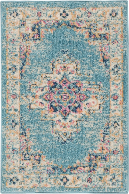1'10" x 2'10" Light Blue Rectangle Rug