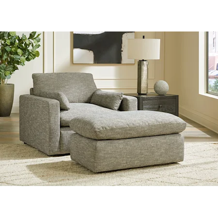 Contemporary Oversized Chair and Ottoman