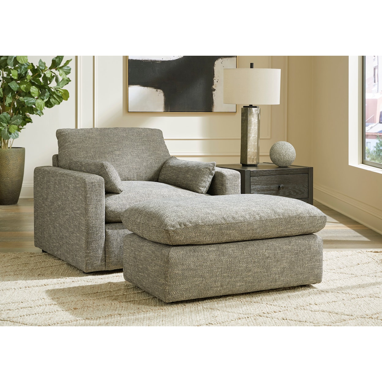 Benchcraft Dramatic Oversized Chair and Ottoman
