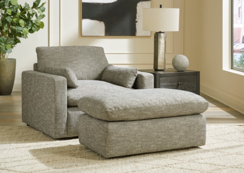 Contemporary Oversized Chair and Ottoman