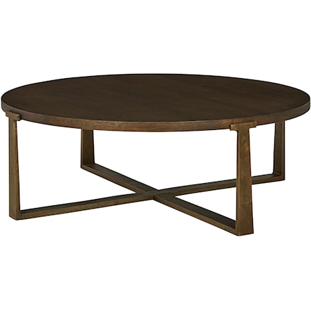 Contemporary Round Metal/Wood Coffee Table