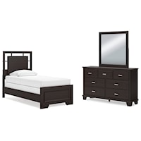 Twin Panel Bed, Dresser And Mirror