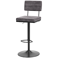 Gray Faux Leather Bar Height Bar Stool