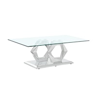 Glam Silver Coffee Table with Glass Top