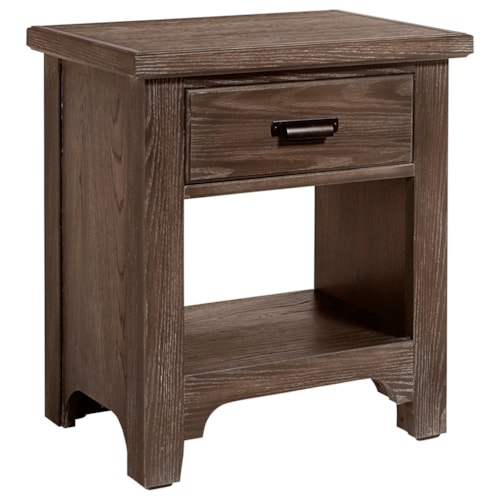 Transitional 1-Drawer Nightstand with Open Storage Compartment