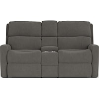 Contemporary Reclining Loveseat with Console