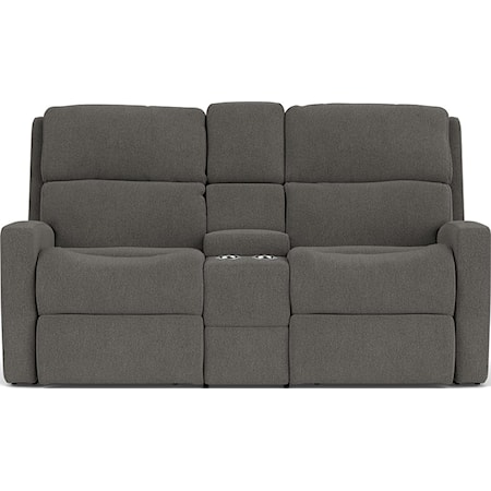 Contemporary Reclining Loveseat with Console