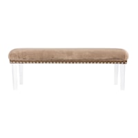 Brianna Faux Fur Accent Bench with Nailhead Trim - Mink