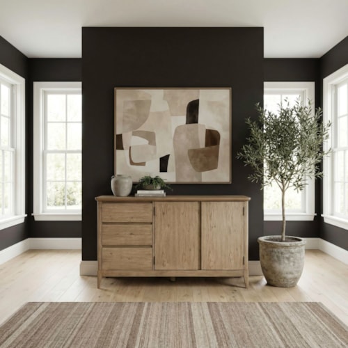 Contemporary Server Sideboard with Adjustable Shelving & Silverware Tray