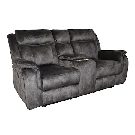 Casual Upholstered Dual Reclining Loveseat with Power Footrest