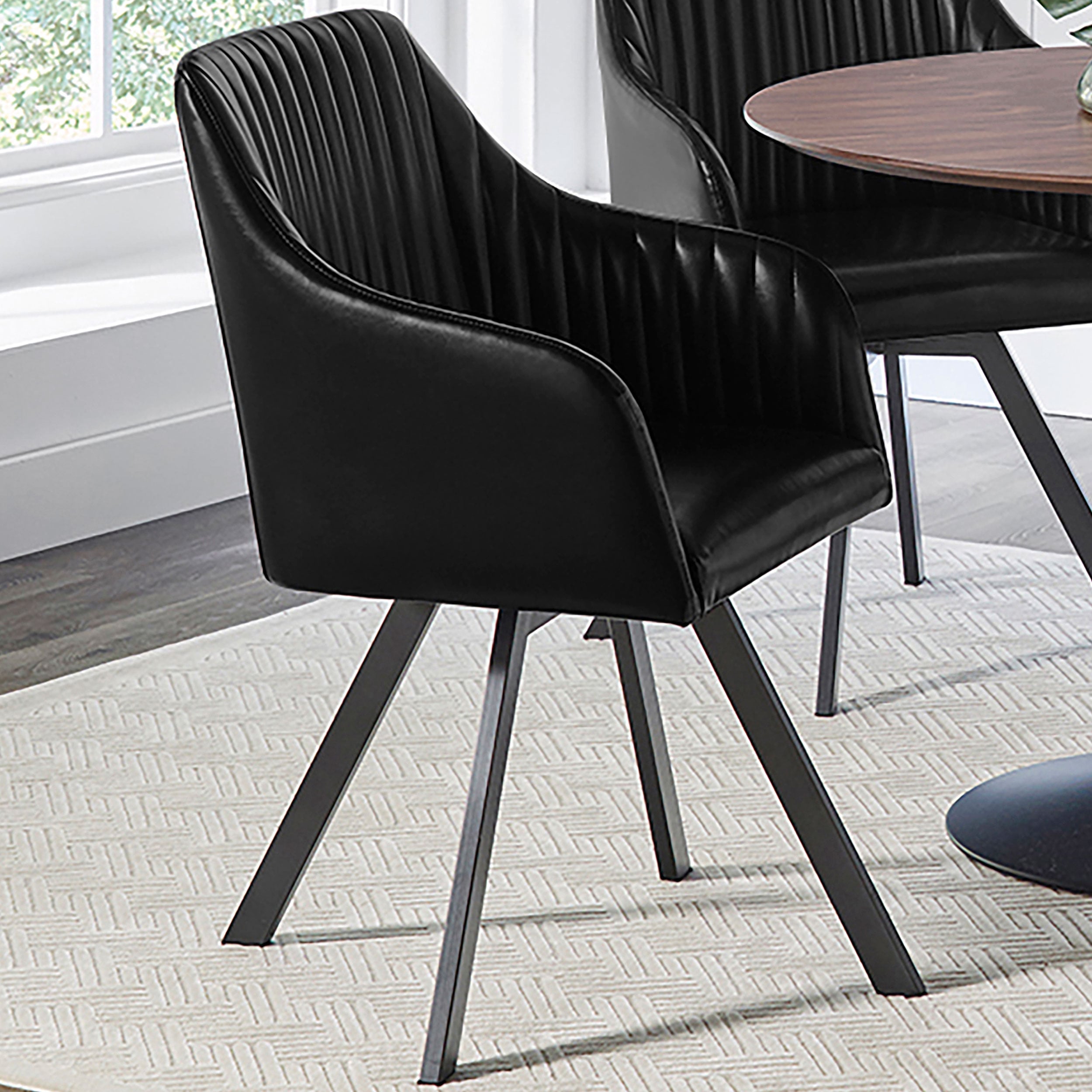Arika Leatherette Swivel Dining Arm Chair