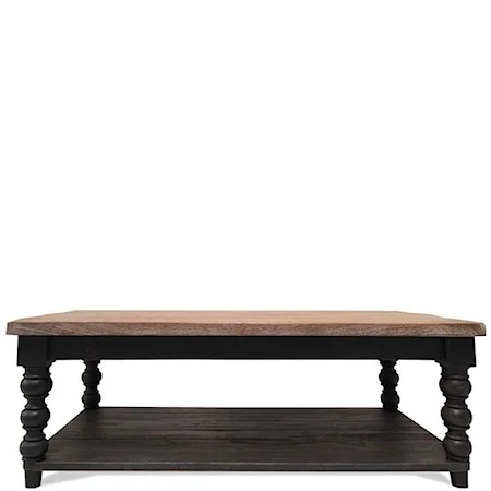 Transitional Rectangular Coffee Table with Fixed Coffee Shelf