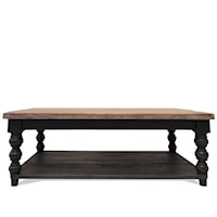 Transitional Rectangular Coffee Table with Fixed Coffee Shelf