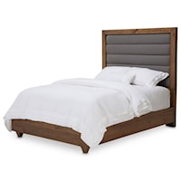 Rustic Upholstered King Bed with USB Charging Ports
