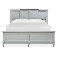 Contemporary King Panel Bed with High Headboard