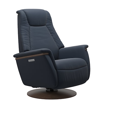 Large Power Recliner with Wood Base