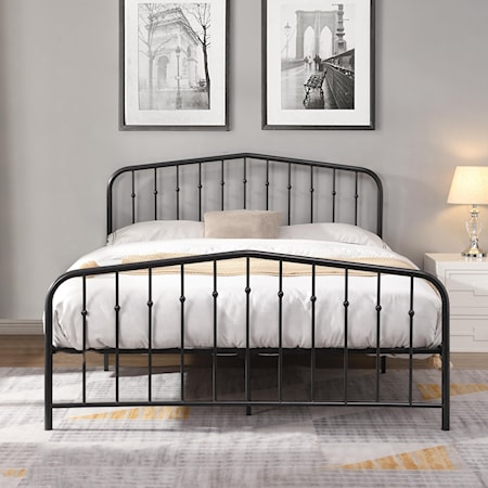 BLACK QUEEN METAL PLATFORM BED |