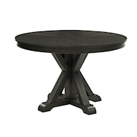 Rustic Round Dining Trestle Table - Black