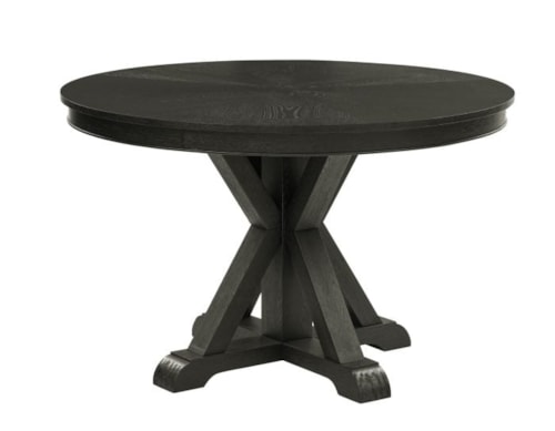 Rustic Round Dining Trestle Table - Black