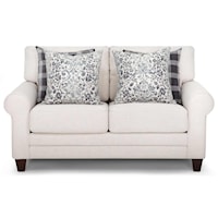 Contemporary Stationary Loveseat with Rolled Arms