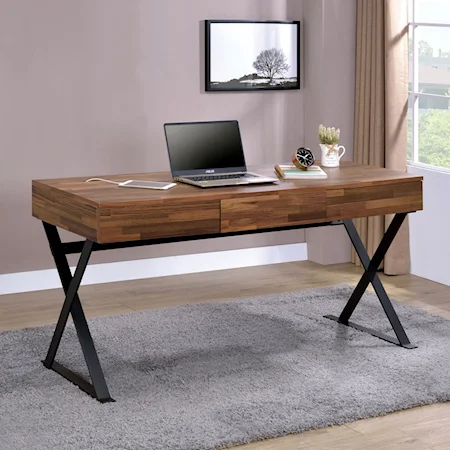 Industrial Writing Desk with USB Outlets