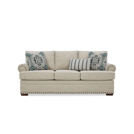 Sofa with Large Nailheads on Arms and Base