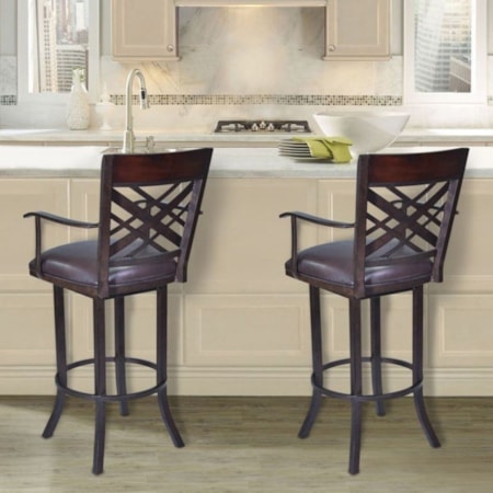 26&quot; Swivel Arm Bar Stool with X Back