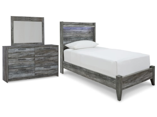 Twin Panel Bed, Dresser And Mirror