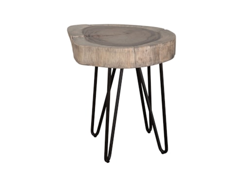 Rustic Live Edge Chairside Table with Iron Legs