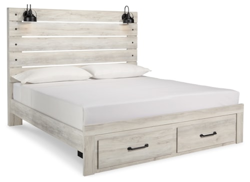 King Panel Bed With 2 Storage Drawers