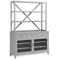 Modern Farmhouse Server with Open Hutch and Wine Bottle Storage