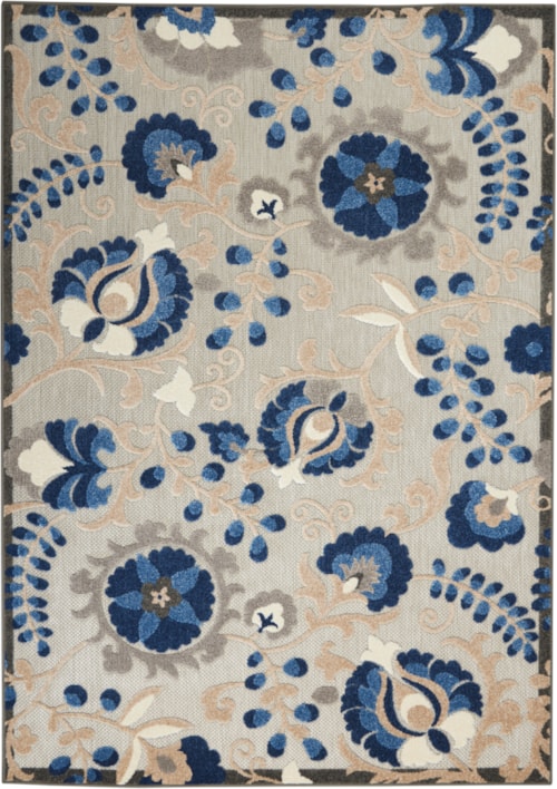5'3" x 7'5" Natural/Blue Rectangle Rug