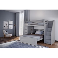 Oxford All in One Youth Storage Loft Bed with Staircase in Gray