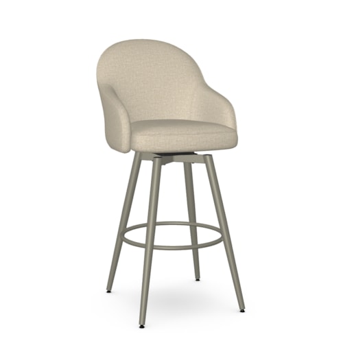 Contemporary Upholstered Bar Height Swivel Stool with Memory Return