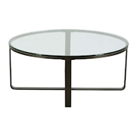 Contemporary Round Cocktail Table with Glass Top