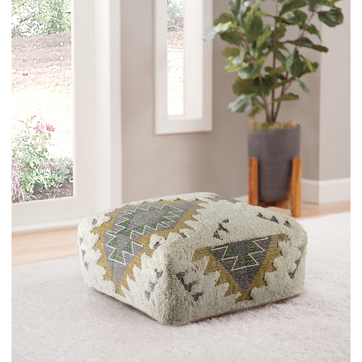 Prime Lyssa Jacquard Fabric Printed Pouf