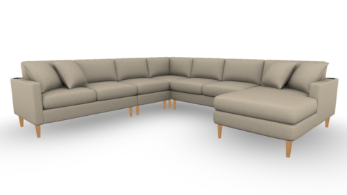 Contemporary 5-Piece Sectional Sofa with USB Ports
