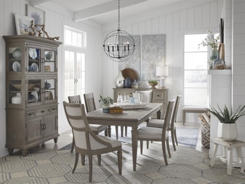 Transitional 7-Piece Dining Table Set