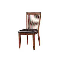 Casual Slat Back Side Chair with Upholstered Seat